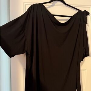 Ashley Stewart Elegant Black One-Shoulder Top